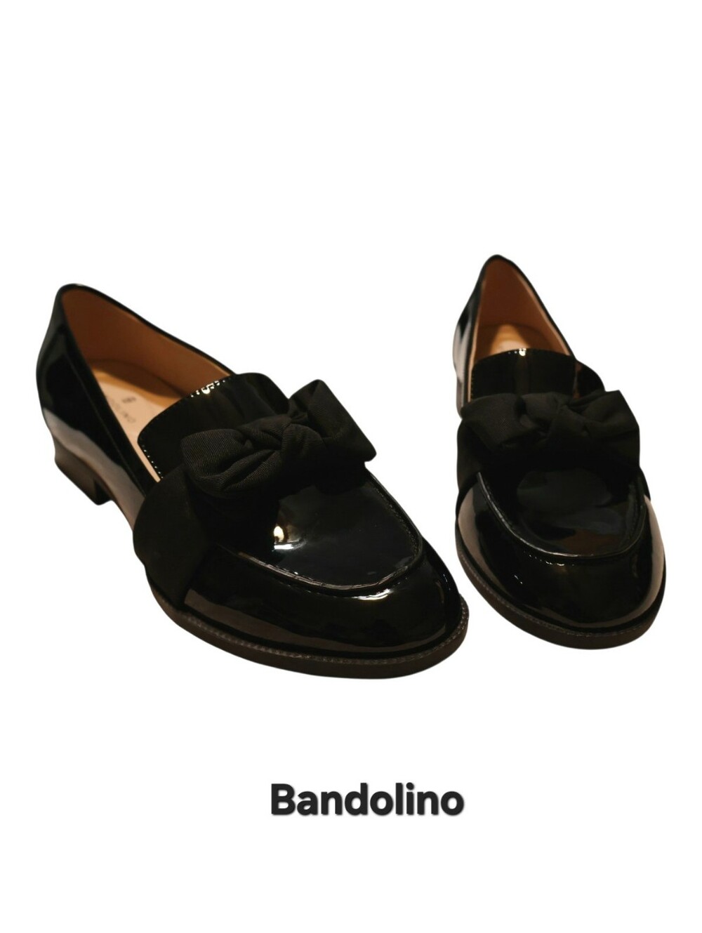 Bandolino Black Patent Lindio3 Bow Loafers Size 10M Almond Toe